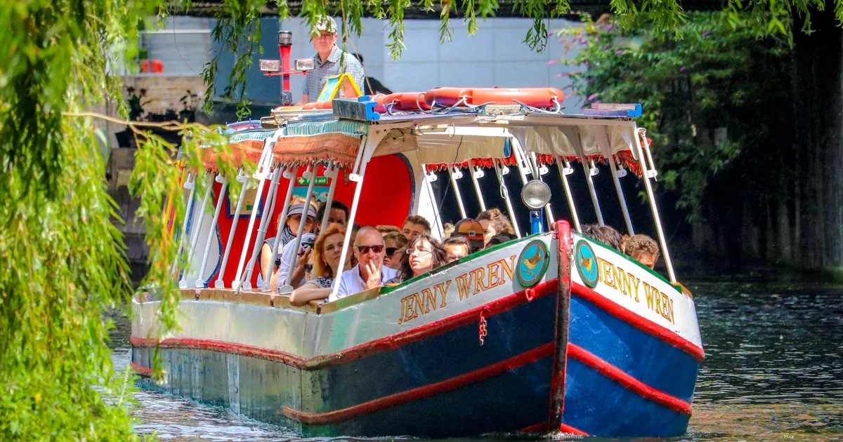 A painted canal boat on the Regent's Canal in Camden, London